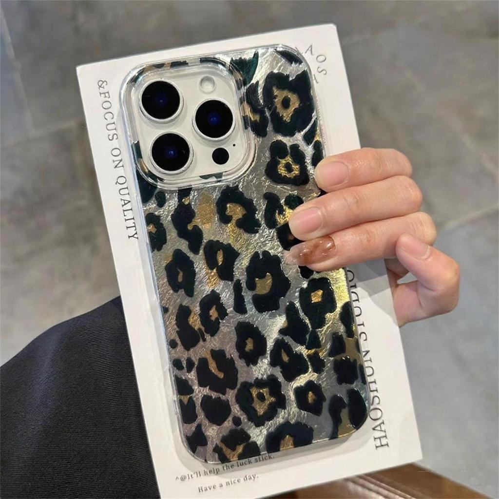 Luxus-Leopardenmuster-Handyhülle für iPhone 17 Air 16 16e 15plus 14 13 12 11 Pro Max Stilvolles Tier-Muster Stoßfeste Rückabdeckung