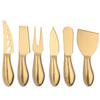 AJOYOUS Cheese Knife Set Cheese Stainless Steel 6Pcs Gold Cheese Slicer Cutter Handle Mini Knife Butter Knife Spatula Fork Matte