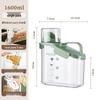 Transparent Portable Sealed Container with Measuring Cup for Grain, Cereal, Rice, Cat Food - Moisture & Insect Proof Kitchen Storage.