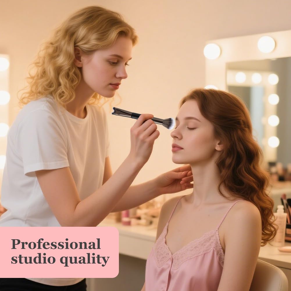 3Pcs Nose Contour Brushes,2-In-1 U-Shaped Brush and Eyeshadow Brushes & Angled Tilt Brush,Make-up Brushes Set for Nose-Sculpting and Defining,for