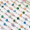 10Pcs Simple and fashionable colored alloy ring for ladies zirconium crystal ring
