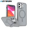 KEYSION Linsenständer Magnetische Handyhülle für MagSafe für iPhone 11 12 Pro Max 11 Pro Matt Durchscheinend Stoßfeste Rückseite