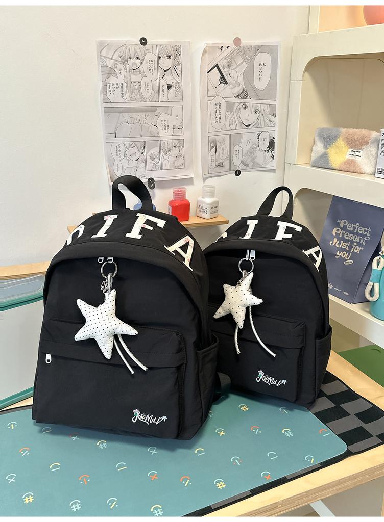 Schoolbag Korean version student schoolbag versatile retro embroidered letter backpack high school ins Japanese junior high school backpack female