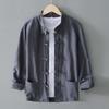 Men's Long-Sleeve Chinese Retro Ramie Shirt - Tang-Style Cotton Linen Jacket for Spring/Summer