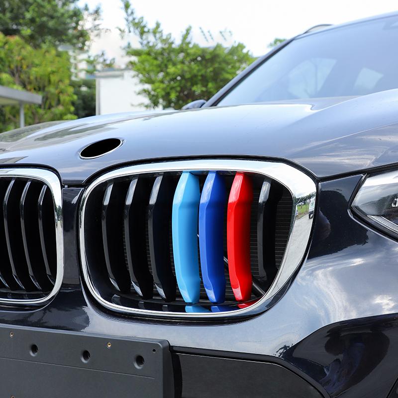 For BMW X1 X2 X3 X4 X5 X6 X7 E84 F48 F49 F39 E83 F25 G01 F26 G02 E70 F15 E53 G05 E71 E72 F16 G06 G07 3Pcs Car Grille Trim Strip