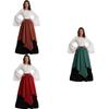 Europäisches Mittelalterliches Damen Halloween Cosplay Kleid Renaissance-Zeit Kostüm Zweiteiliges Set Blau Rot Grün Braun