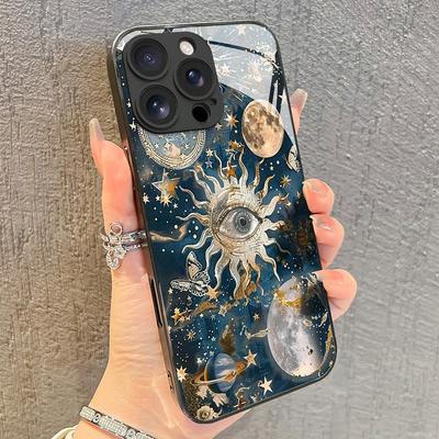 Sun Eyes Pattern Tempered Glass Phone Case For iPhone 17 16 Pro Max 15 14 13 12 11 16E 17 Air 7 8 Plus XR XS X Shockproof Cover