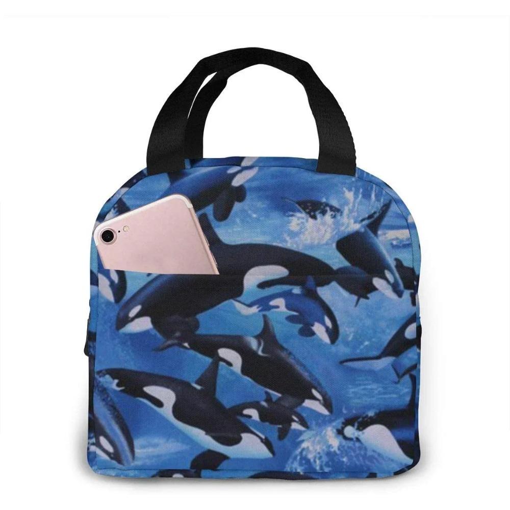 Dolphin Lunch Box for Kids Boys Girls Reusable Lunch Tote Bags, Perfect for School/Camping/Hiking/Picnic/Beach/Travel