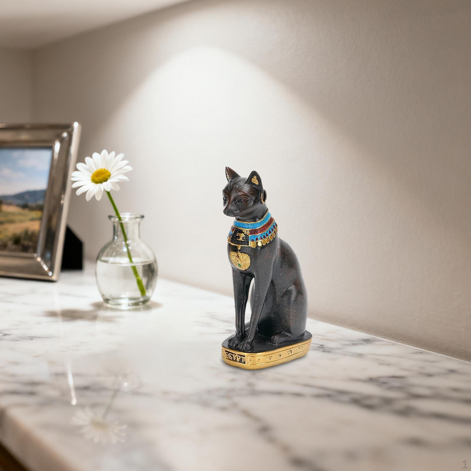Египетская кошка Бастет статуэтка Древний Египет Баст фигурка Скульптура животного для гостиной шкафа бара Brown 20cm H