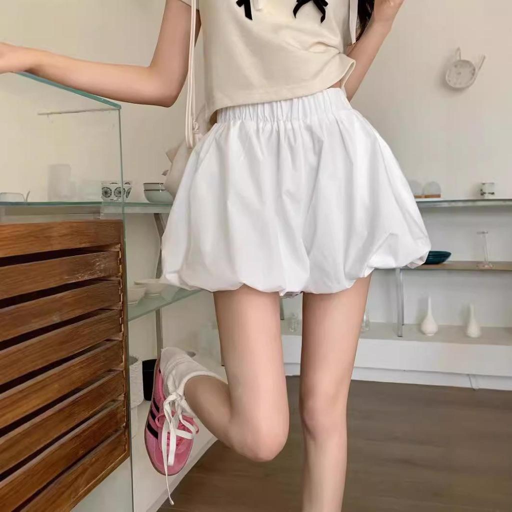 Women's High-Waist Lantern Culotte Shorts - Summer Tulip Skirt Pants, Black/White