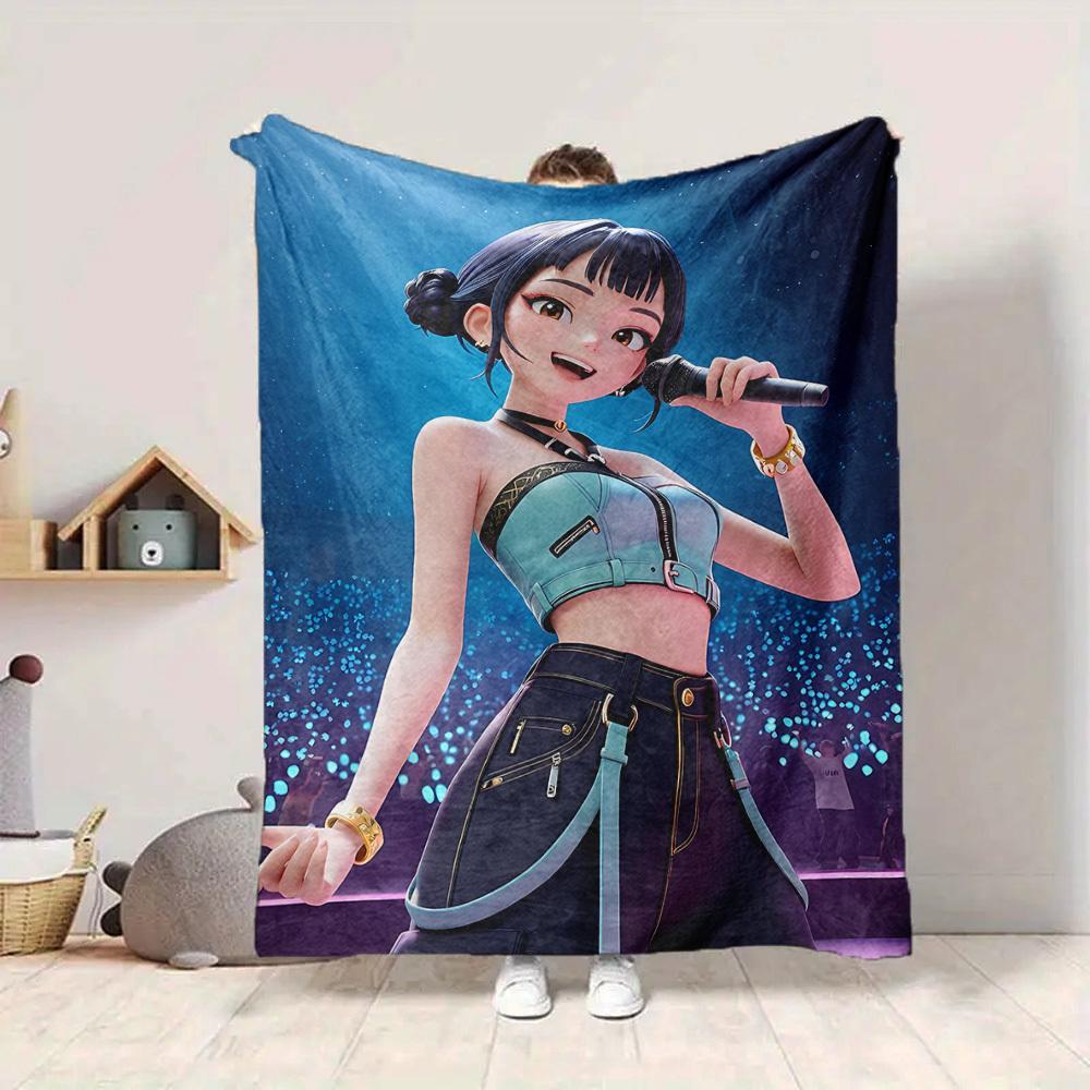 1pc Huntrix Flannel Blanket [Cozy Throw Blanket] For Sofa, Bed, Travel, Camping, Livingroom, Office, Couch, Chair, And Bed