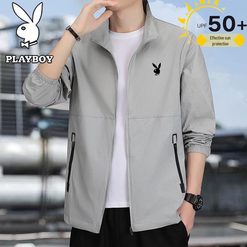 PLAYBOY Men s Spring/Autumn Casual Stand Collar Jacket 4XL