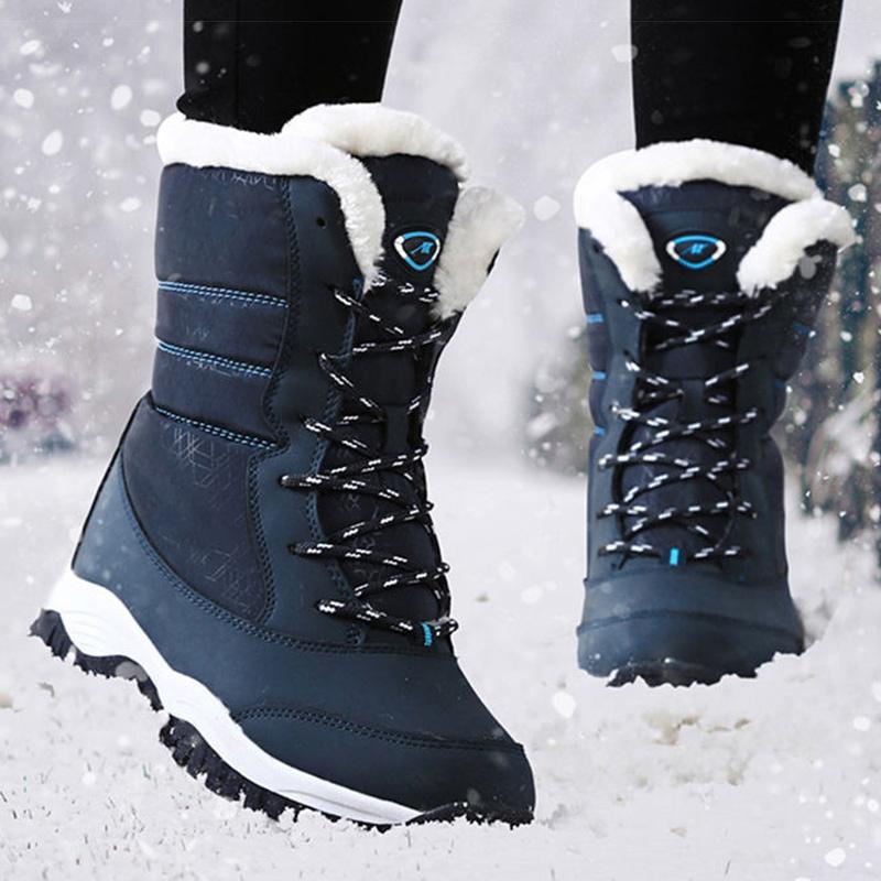 Women's Boots Women Heels Boots For Winter Shoes Woman Keep Warm Fur Botas Mujer  Snow Boots Platform Shoes White Black Boot