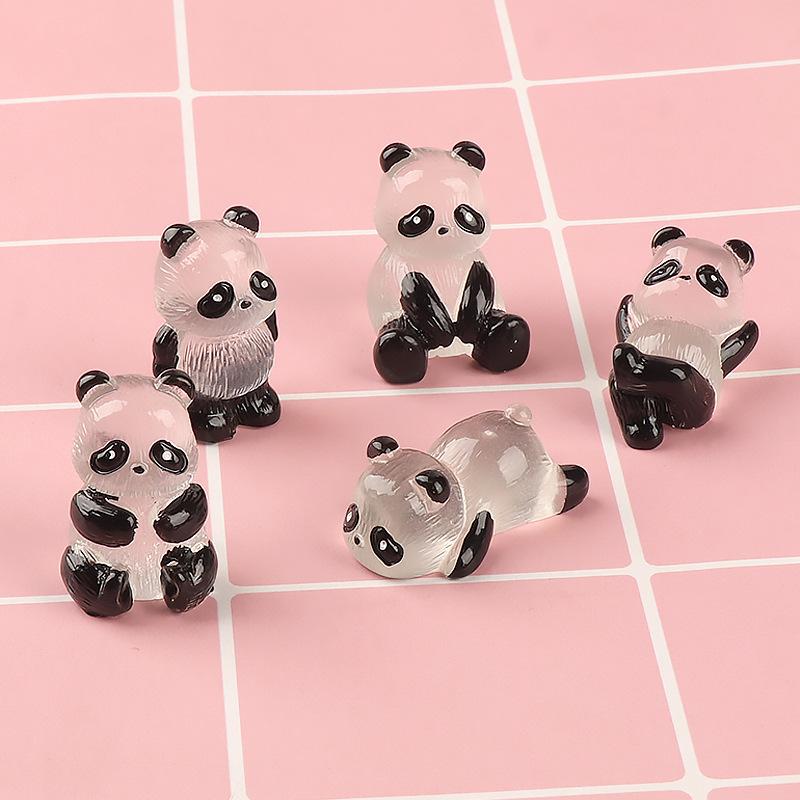 1 Stück leuchtende Panda-Harz-Accessoires, DIY-Handgefertigte Mikro-Landschafts-Ornamente, Miniatur-Dreidimensionale Anhänger-Schmuckmaterialien