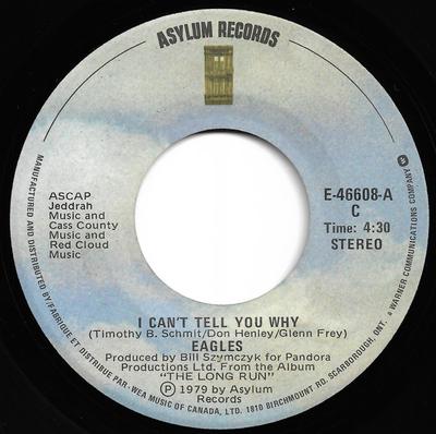 7inch Record EAGLES - I Can't Tell You Why E46608 Asylum Records 1979 Canada Rock Used