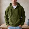 Men's Vintage Corduroy Half Zip Hoodie with Large Pockets