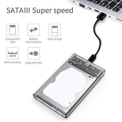 2.5'' External HDD Case SATA To USB3.1 Hard Drive Enclosure USB3.0 To Type-C Transparent SATA HDD SSD Hard Drive Case for Laptop