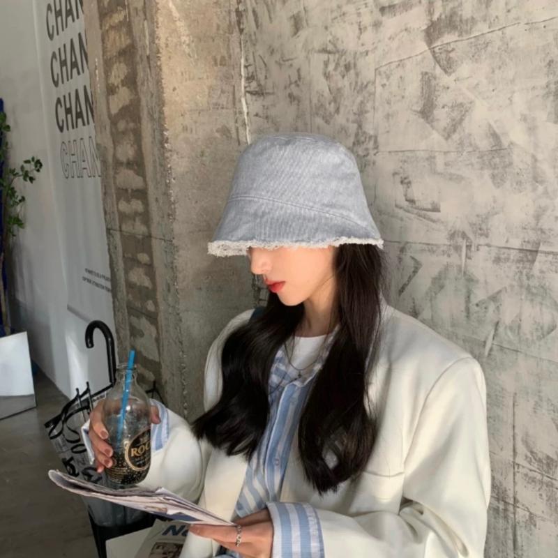 

Однотонные джинсовые панамы из потертого денима, унисекс, складная рыбацкая кепка с широкими полями, женская Панама-ведро в стиле хип-хоп Gorros 56-58cm синий