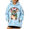 Damenmode Weihnachtsdruck Haustier-Taschen-Sweatshirt, Lockerer Drop-Shoulder-Pullover-Hoodie