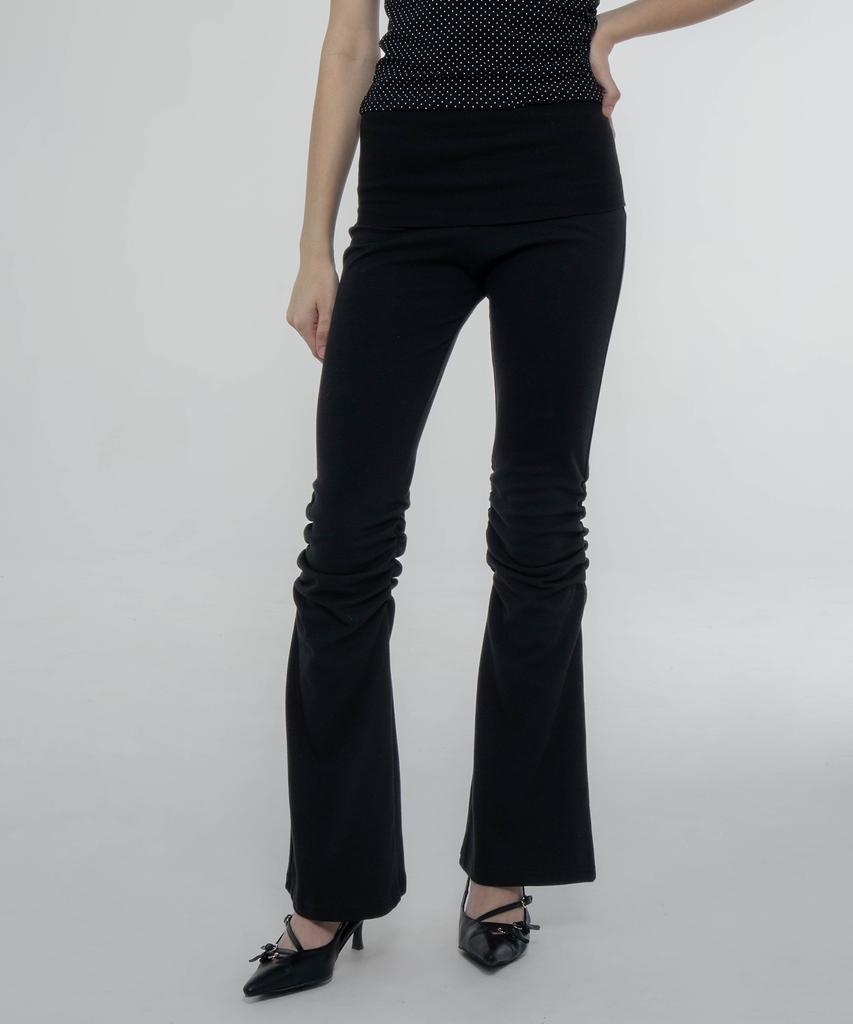CHICKS Unfold Shirred Bootcut Pants Light Grey