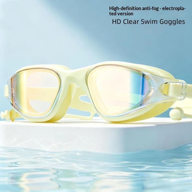 Adult Swimming Goggles Anti Fog HD Waterproof Oversized Frame Adjustable Strap for Men Women Beach Swim