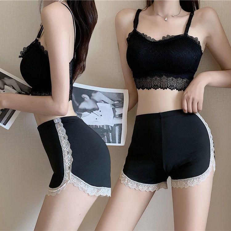 Women's Summer Lace Trim Anti-Exposure Ice Silk Safety Shorts