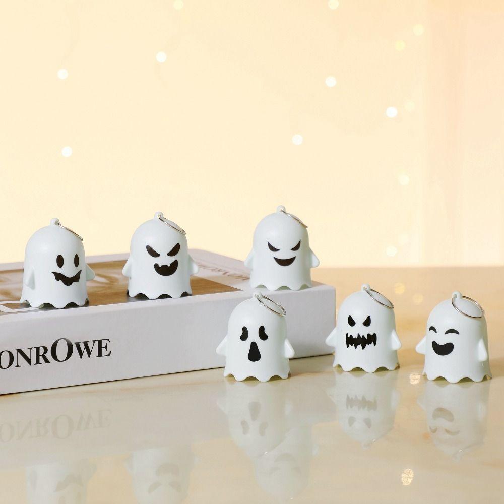 6PCS Halloween Luminous Ghost Keychain Luminous Ghost Light Gifts Kawaii Ghost Pendant  Bag Charms