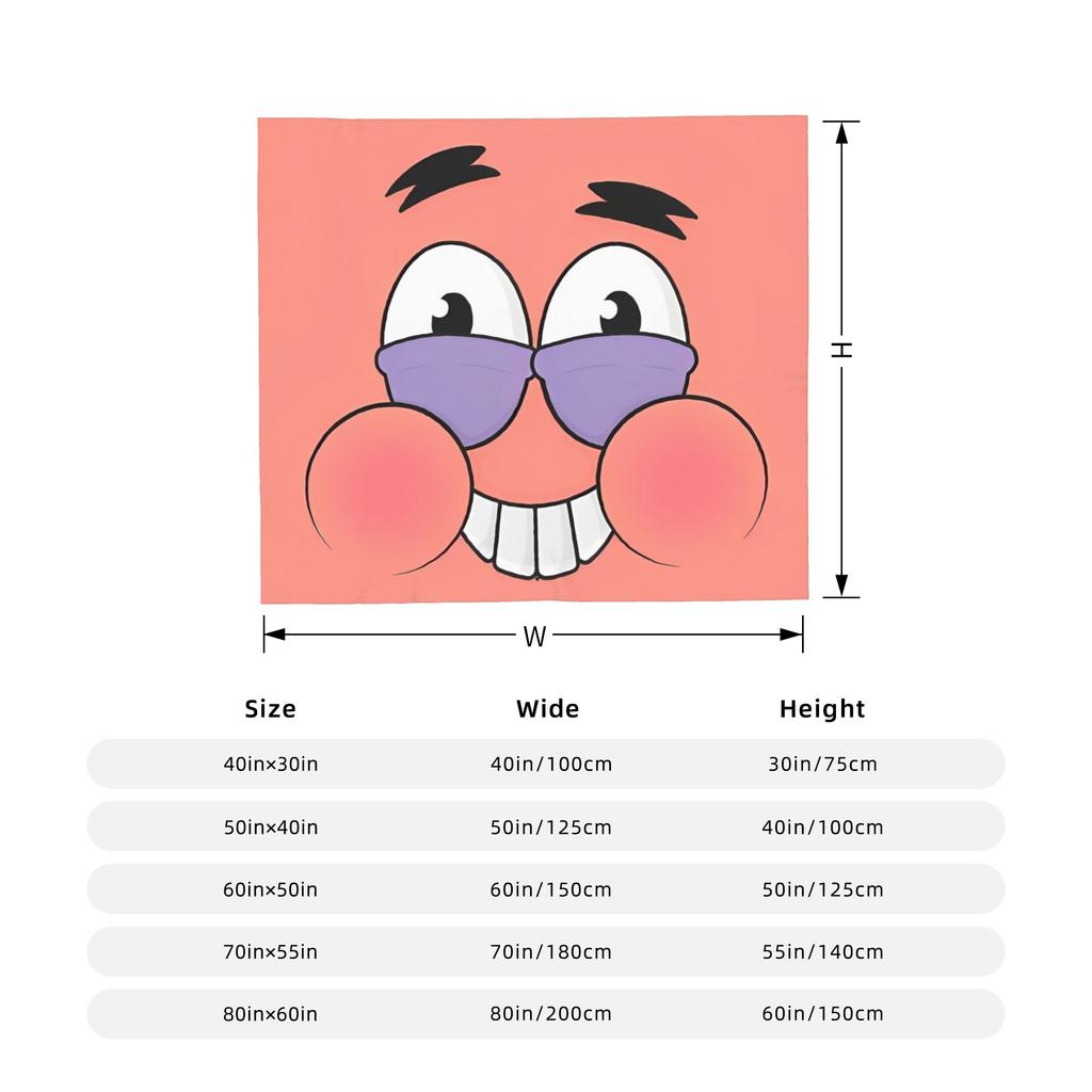 SpongeBobing Star Face Blankets Plush Awesome Soft Throw Blanket for Bedspread Winter