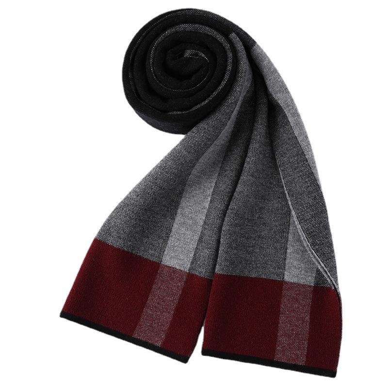 Winter new pure wool men's plaid scarf 2025 light fashion student warm wool scarf men's scarf cold protection