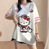 Korean style loose-fitting T-shirt, Hello Kitty soccer T-shirt, sports T-shirt, streetwear.