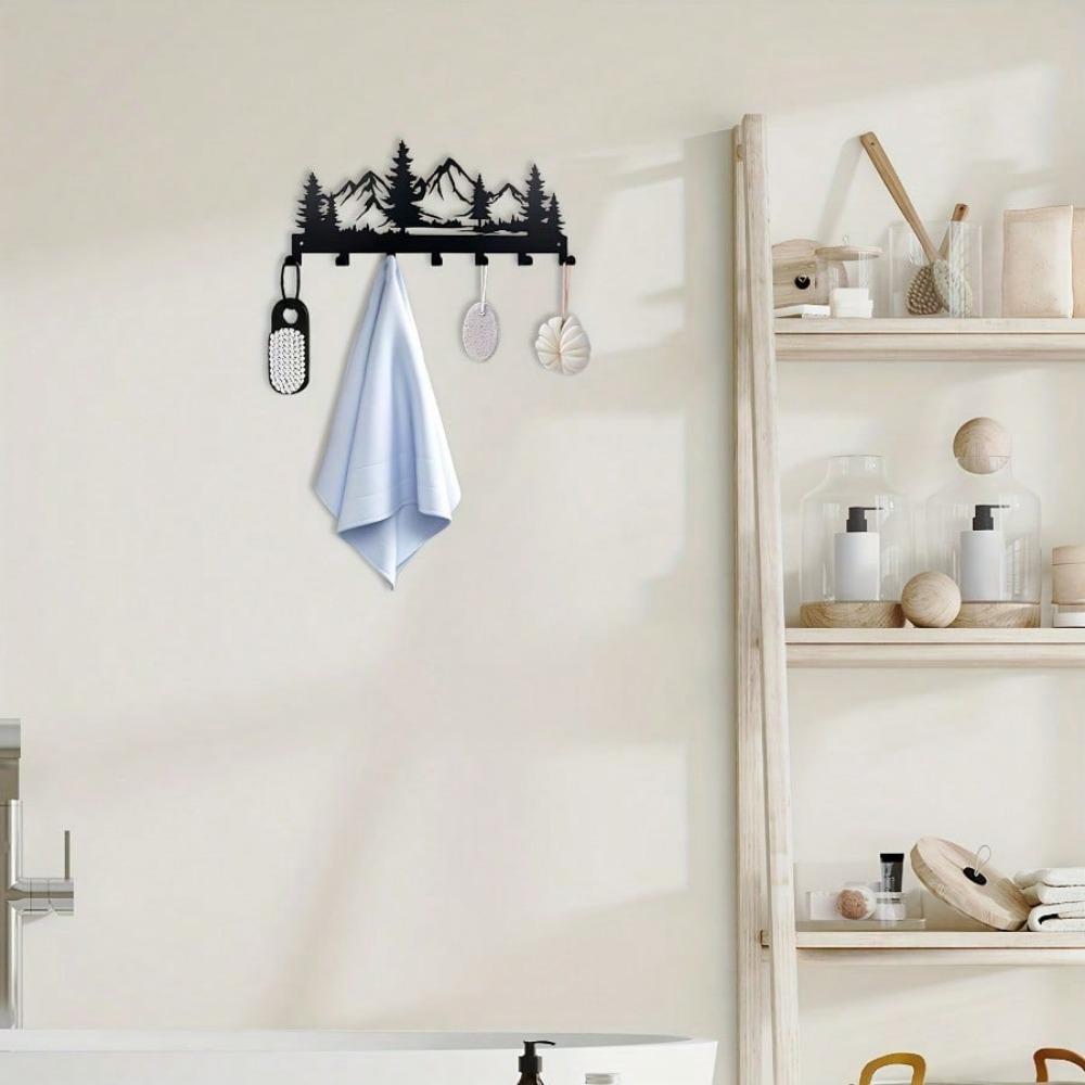 1 Pc Modern Black Metal Key Hook - Wall-Mounted Organizer For Entryway, Kitchen, Bathroom & Bedroom | Easy To Install