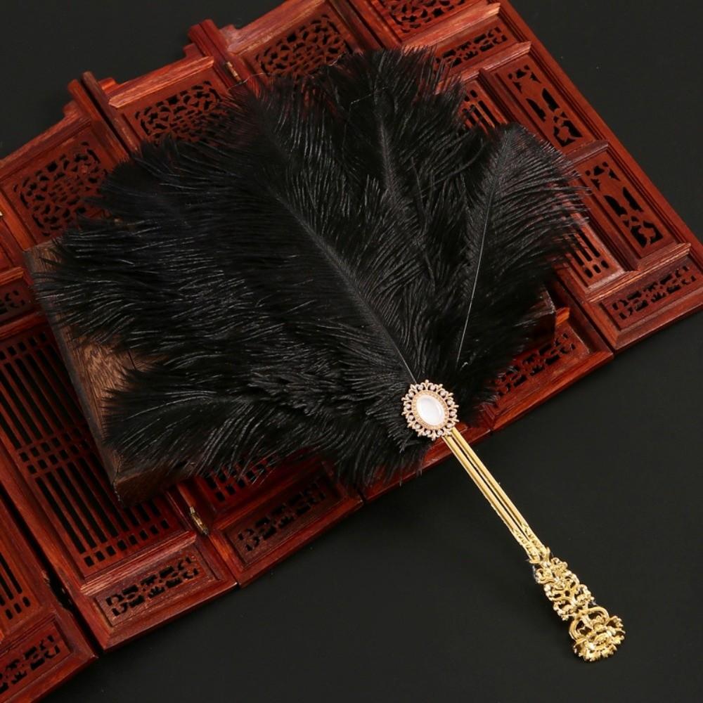 Поделки из перьев Веер из перьев Косплей Реквизит Ципао Танцевальный Реквизит Свадебные Аксессуары чёрный
