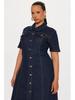 Women's Casual Short Sleeve Denim Dress with Lapel - Summer Style 89375