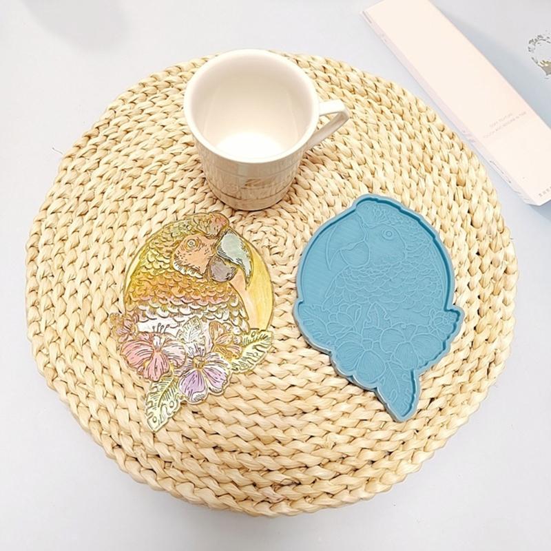 2x Keychain Resin Silicone Molds with for Key Chain Lovely Parrot Shape Mold for Epoxy Jewelry Casting Keychain Coaster