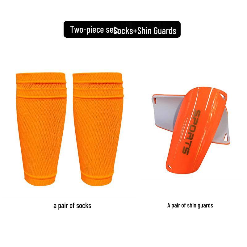 Men's Double Layer Breathable Mid-Calf Shin Guard Football Socks Set