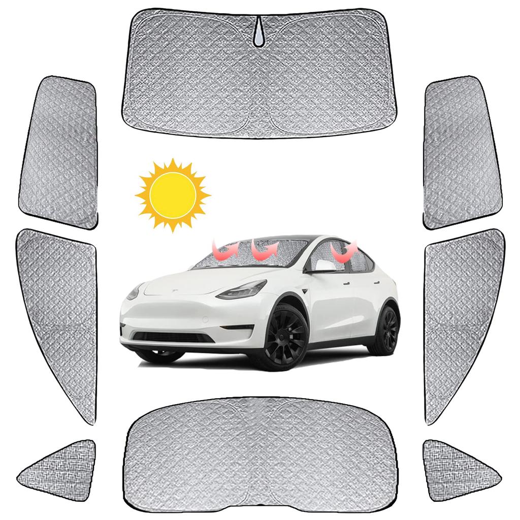 Car Sunshade for Tesla Model Y Perfect for Sleeping In or Taking a Car Window Car Camping Theft UV Easy 8 Pieces Rear, Nap, Multi-Purpose Sunshade,
