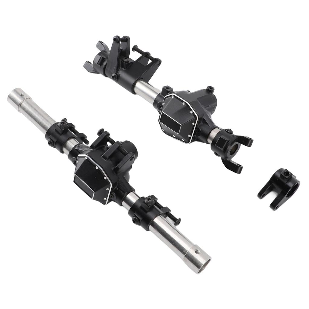 RC Car Front Rear Axle Black Stainless Steel Aluminum Alloy Anodized RC Front Rear Axle Set for SCX10 PRO