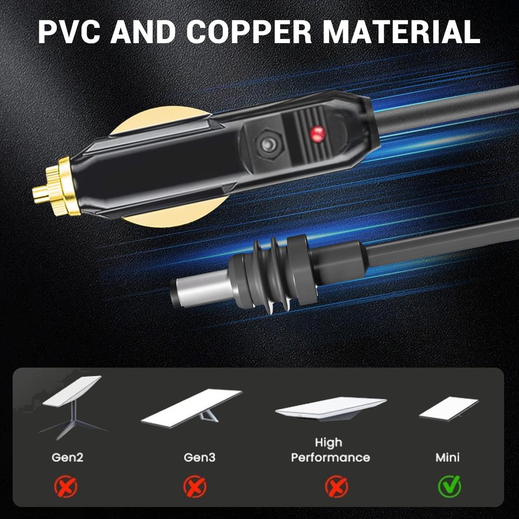 Starlink Mini Cable, Starlink Mini DC Power Cable with Cigar Lighter, 18AWG Wire, IP68