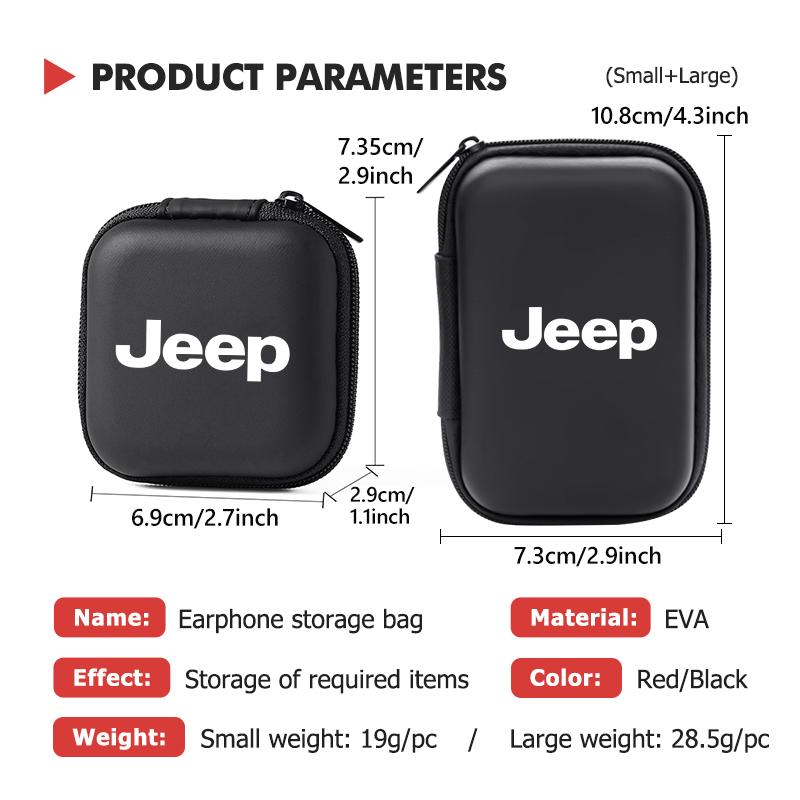 For Jeep Car Styling Digital Charger Headphone Storage Bag USB Data Cable Organizer Pouch Cherokee Wrangler JK Gladiator Compass AKQ1