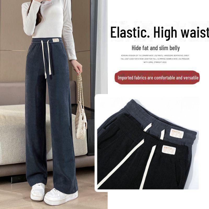 

Женские широкие вельветовые брюки с высокой талией - утолщенный спортивный повседневный стиль S