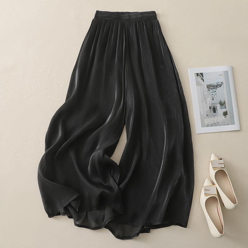 

Dimanaf Женские льняные брюки эластичные винтажные базовые женские модные широкие брюки большого размера свободные брюки One Size чёрный