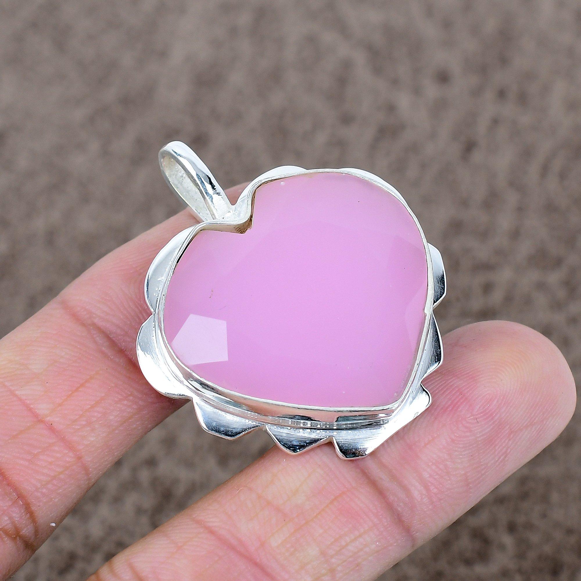 

Pink Chalcedony Gemstone Handmade 925 Sterling Silver Jewelry Pendant 1.65 KKG-548