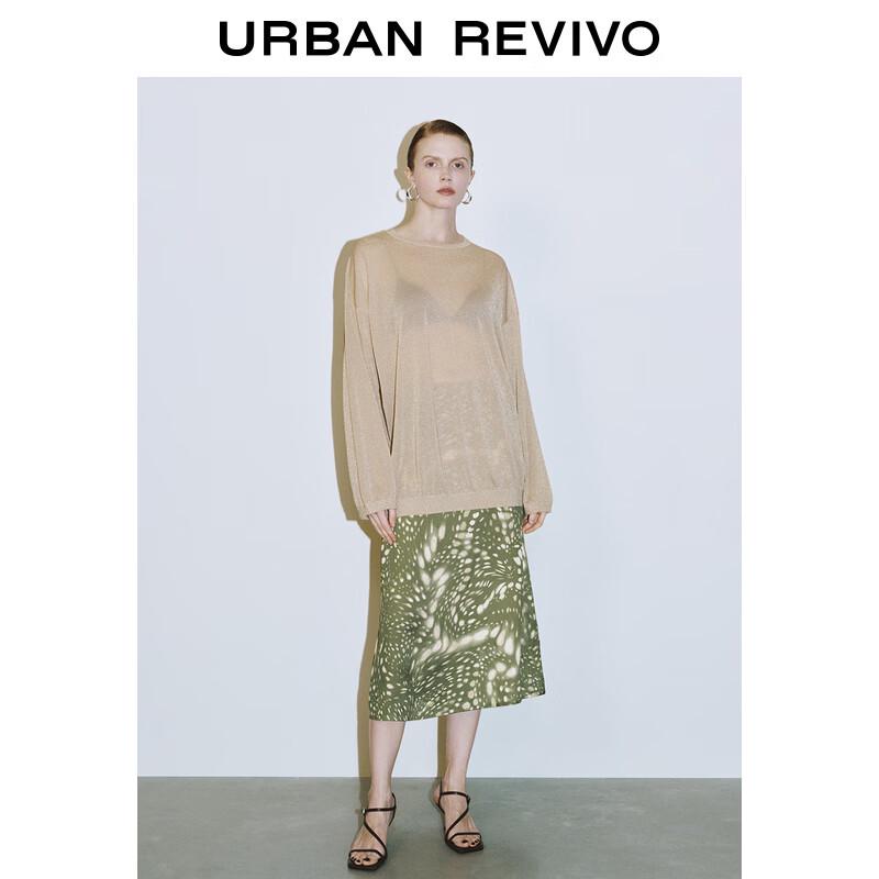 UR Dámský třpytivý volný pletený svetr s kulatým výstřihem