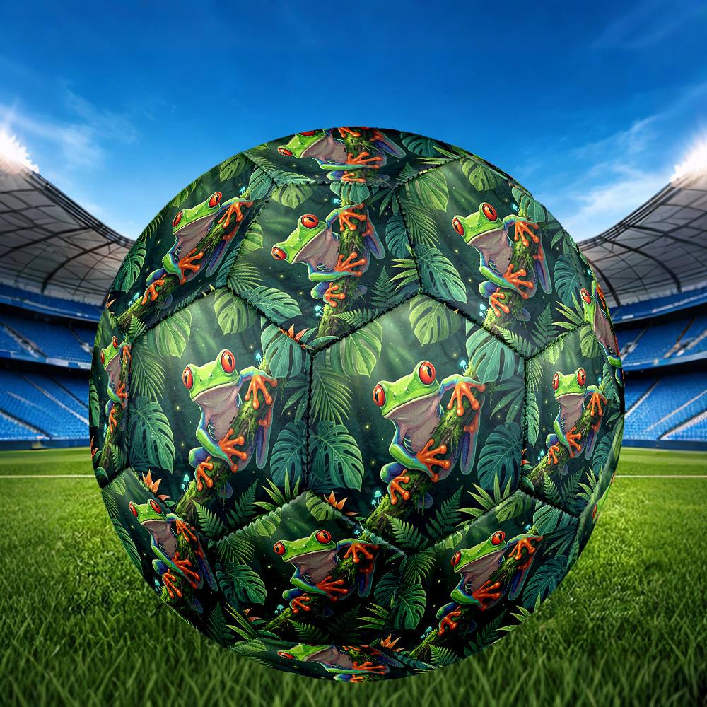1pc Jungle Frog Adventure Theme Soccer Ball Football, Size 5, Lightweight PVC, Outdoor Training Soccer Ball,Sports Gift t61459
