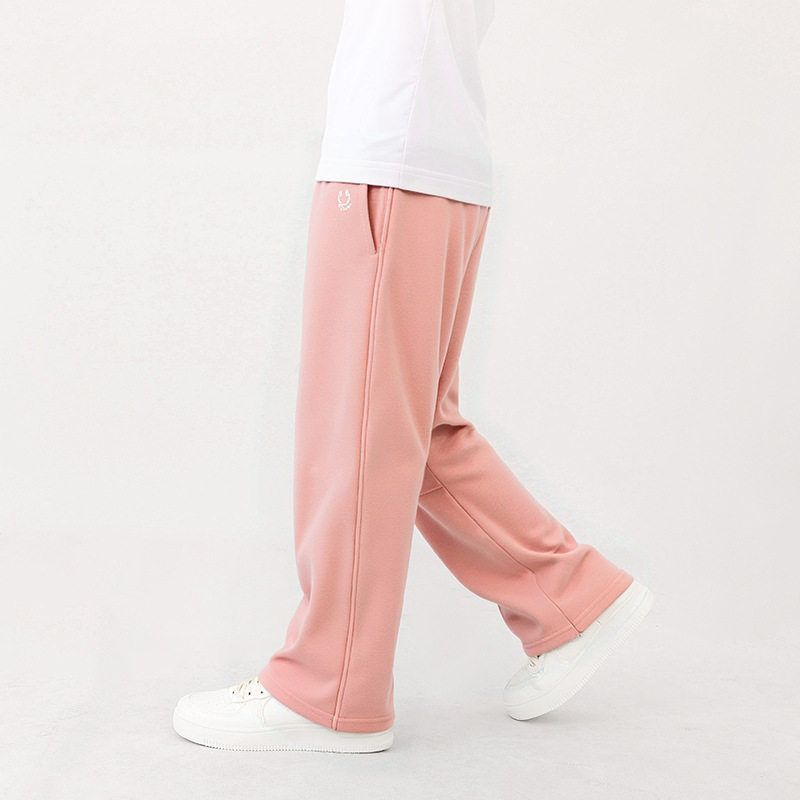 Winter Korean Style Girls Fleece-Lined Thickened Long Pants for Older Children, Warm Casual Straight-Leg Sweatpants, Children s Lamb Fleece Pants Pink 160