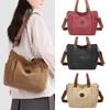 Fashi Canvas Women Handbag Large Capacity Minimalist Shoulder Bag Multi Pocket Zipper Crossbody Bag Student Commuter Tote Bag