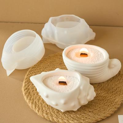 Conch Candle Jar Silicone Mold DIY Succulent Flower Pot Gypsum Cement Molds Jewelry Storage Box Resin Crafts Making Home Decor
