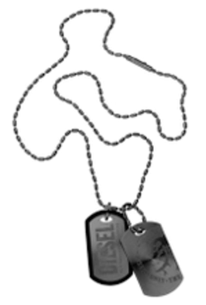 Diesel Dog Tag Pendant Necklace, Gender-Friendly, Stainless Steel, 50cm + 5cm