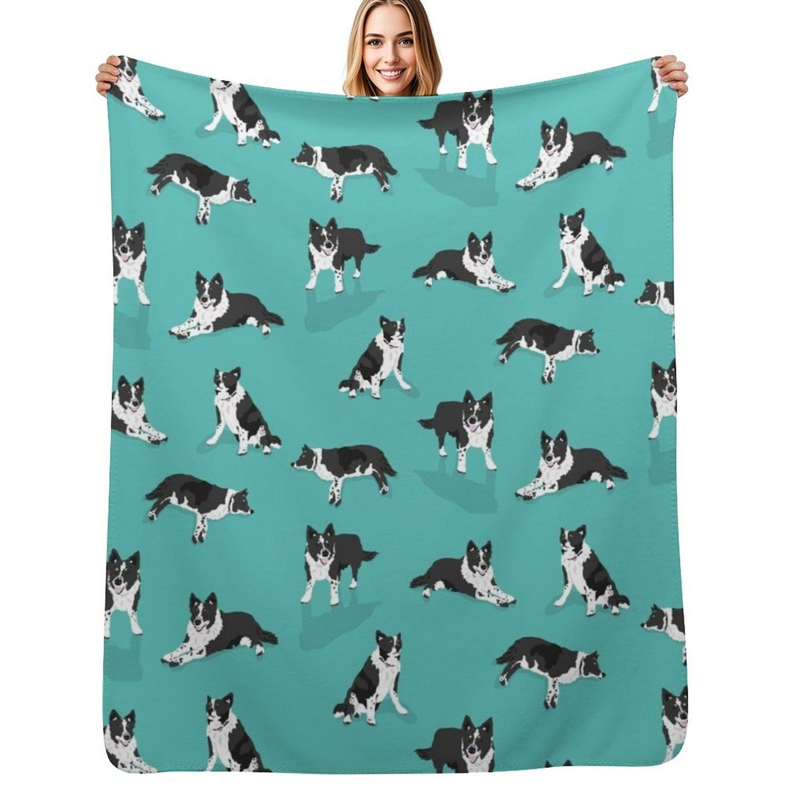 Border Collie Pattern Throw Blanket Summer Cool Breathable Blanket for Sleeping 102x76cm(40x30in)