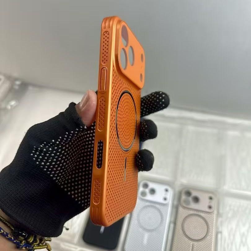 The new heat dissipation and breathable network is suitable for iPhone17PROMAX mobile phone case magnetic suction Apple 16 airbag anti-drop 15.